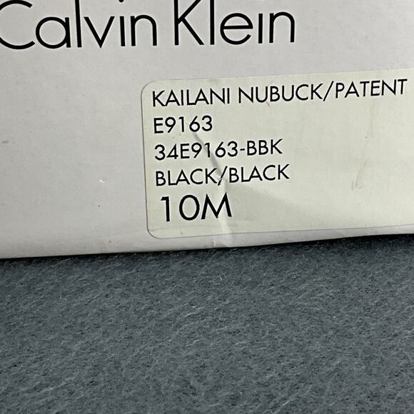 Calvin Klein Kailani Nubuck Patent Leather Black Side Zip Peep Toe Heel Women 10 - Picture 12 of 12